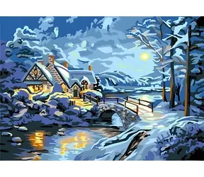 Norimpex Diamantové maľovanie Zimná noc NAD potokom / 30x40 cm