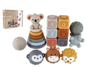 TEDDIES Sada skladačiek s loptičkami 19 ks / Hračka pre najmenších / Plast / V krabici / 6m+