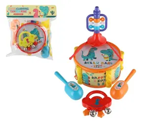 TEDDIES Sada hudobných nástrojov s dinosaurom / 5 ks / 2 farby / plast / 3m+