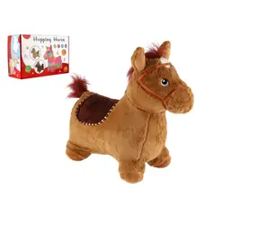 TEDDIES Hopsadlo kôň hnedé / Plyš / výška sedla 23 cm / na batérie so zvukom / 12m +