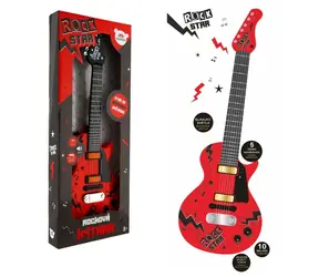 TEDDIES Gitara ROCK STAR červená / 58 cm / na batérie / so zvukom a svetlom / od 3 rokov