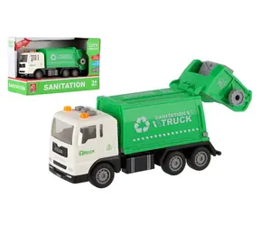 TEDDIES Auto smetiarske 17 cm / Auto na zotrvačník / svetlo a zvuk / mierka 1:32 / plast / od 3 rokov