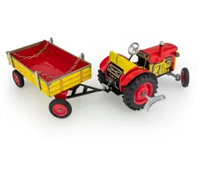 KOVAP Traktor Zetor s valníkom červený / 1:25 / 28 cm / kov / na kľúčik / od 3 rokov