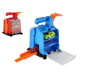 TEDDIES Garáž s vystreľovacím mechanizmom / 2 autíčka v balení / 16x19x15 cm / od 3 rokov