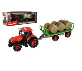 TEDDIES Traktor Zetor s vlekom na balíky / Zotrvačníkový pohon / Svetlo a zvuk / 36 cm / Plast / od 3 rokov