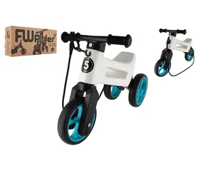FUNNY WHEELS Odrážadlo Rider SuperSport bielo-tyrkysová, v krabici / 2v1 / nosnosť 25 kg / 18m +