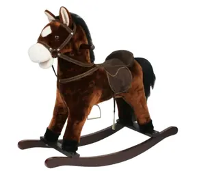 TEDDIES Hojdací kôň hnedý / 71 cm / plyš / nosnosť 50 kg / výška sedla 47 cm