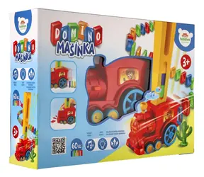 TEDDIES Lokomotíva stavajúca domino / Vláčik / na batérie / svetlo a zvuk / 16 cm