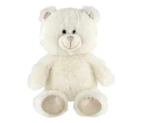 TEDDIES Plyšový medveď Rojko biely / 40 cm / svetelné a zvukové efekty / od 3 rokov