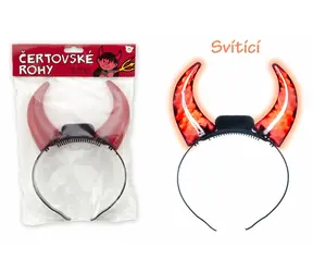 TEDDIES Rohy čertovské svietiace / Karnevalový doplnok / plast / 15 cm / na batérie / od 3 rokov