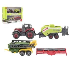 TEDDIES Traktor s príslušenstvom / 4 ks / kov, plast / voľný chod / od 3 rokov