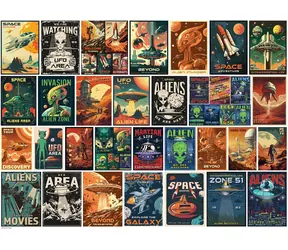 EUROGRAPHICS Puzzle Vintage plagáty Mimozemšťania / 1000 dielikov / 68 x 48 cm
