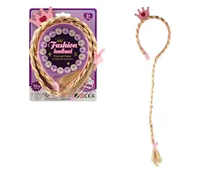 TEDDIES Čelenka s vrkočom ružová / Karnevalový doplnok / Plast / 65 cm / 3+