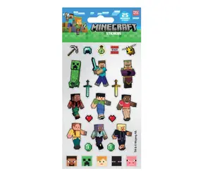 Trblietavé samolepky Minecraft / Vo fólii / 25 ks / 19,5x9,5 cm / 3+
