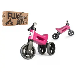 FUNNY WHEELS Odrážadlo Rider Šport ružové / 2v1 / výška sedla 28/30 cm / nosnosť 25 kg / 18m +