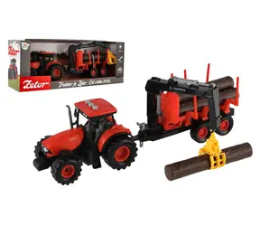 TEDDIES Traktor Zetor s vlekom a nakladacím ramenom / Zotrvačníkový pohon / svetlo a zvuk / 36 cm / plast / od 3 rokov