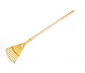 Detské hrable žlté s drevenou násadou / Záhradné náradie pre deti / 80 cm / od 3 rokov