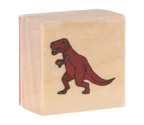 TEDDIES Drevené pečiatky Dinosaury / 5 +1 ks s poduškou / 3x3 cm / od 3 rokov