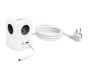 Cubenest PowerCube šedá / Predlžovací prívod / 230V / 4 zásuvky / USB-C PD 65W / 1,5m
