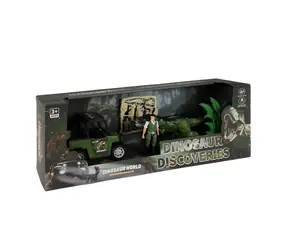 Rappa Sada Dino park s autom a dinosaurom so zvukom / Auto 14 cm / Dinosaurus s pohyblivými končatinami / Figúrka lovca