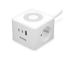 Huslog HUS1091 biela / Nabíjacia stanica / 12W / 2x zásuvka / 2x USB-C / 1x USB-A
