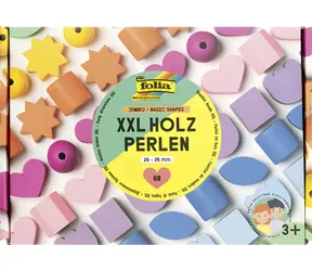 FOLIA Korálky základné tvary XXL / Drevo / 68 ks / 25-35 mm
