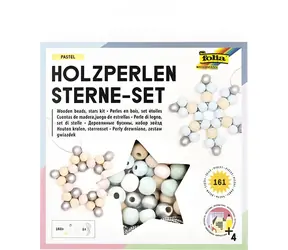 FOLIA Korálky Pastel / Kreatívna súprava / drevené korálky / 161 ks / strieborný povrázok