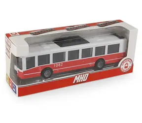 Rappa Plastový autobus MHD červený 16 cm / Zotrvačníkový pohon / Otváracie dvere