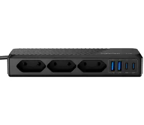 Cubenest PowerStrip PSE347001 / Nabíjacia stanica / GaN / 70W / 3x zásuvka + 4X USB / 1,5m