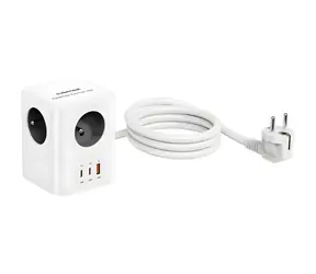 Cubenest PowerCube USB PD 30W sivá / Predlžovací prívod / 4X zásuvka / 230V / 1,5 m