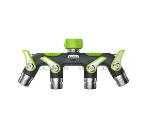 RainPoint DZ04 / Rozdeľovač vody / 4 výstupy / kovové guľové ventily / závit 3/4"