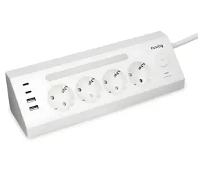 Huslog nabíjacia stanica 15W biela / Nabíjacia stanica / 4X zásuvka 230V / 2x USB-C / 2x USB-A / LED lampička