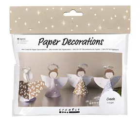 CREATIV COMPANY Kreatívna sada Papierové dekorácie anjeli / Vianočné dekorácie / 4 ks