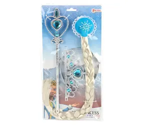 TEDDIES Sada krásy Ľadová princezná / Korunka, žezlo, vrkoč / od 3 rokov