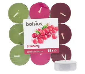 Bolsius Scented Tealights Cranberry 4h Čajová sviečka 18 ks