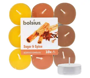 Bolsius Scented Tealights Sugar & Spice 4h Čajová sviečka 18 ks