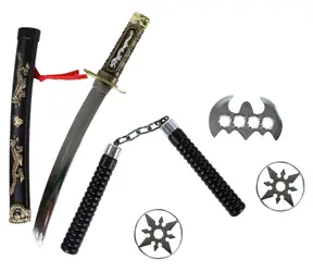 Rappa Japonská katana s puzdrom / Karnevalový doplnok / cca 42 cm / zlato-strieborné zdobenie