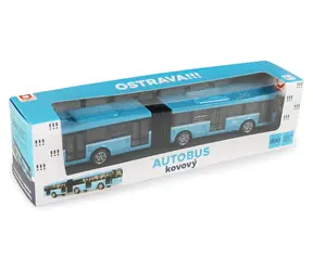 Rappa Kovový kĺbový autobus DPO Ostrava modrý 18 cm / Spätný chod
