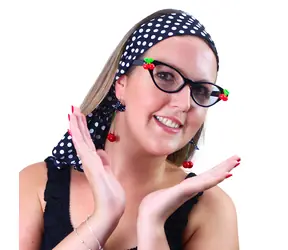 Rappa Sada s okuliarmi Čerešne retro / Karnevalový doplnok / Okuliare, náušnice, šatka
