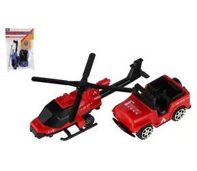 TEDDIES Sada auto a vrtuľník záchranných zložiek / Sada hračiek / Plast / 2 farby / od 3 rokov
