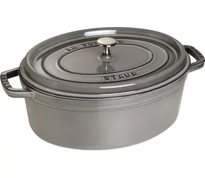 Staub Round Cocotte grafitová šedá / Kastról s pokrievkou / 31 cm / liatina
