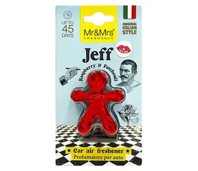 Mr&Mrs Fragrance Jeff Chrome Raspberry & Patchouli červená / Osviežovač vzduchu do auta / vôňa malina a pačuli