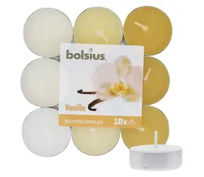 Bolsius Scented Tealights Vanilla 4h Čajová sviečka 18 ks