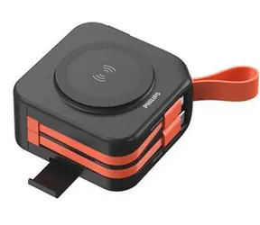 Philips DLP4347CB/00 čierna / Powerbanka / 10 000 mAh / Bezdrôtové nabíjanie 15W / USB-C PD 20W / Vstavané káble