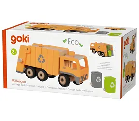 GOKI Smetiarske auto Eko / Drevené auto / oranžová / od 3 rokov