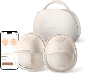 Anker Eufy S1 Pre hnedá / Odsávačka materského mlieka / Nositeľná / Vyhrievanie HeatFlow / 300 mmHg / 150 ml