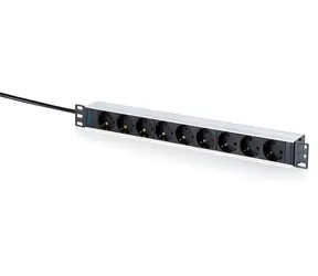 Digitus Zásuvková lišta s hliníkovým profilom / Zásuvkový panel do racku / 9x zásuvka / 2 m kábel