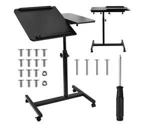Maclean MC-121 B čierna / Mobilný stôl pre notebook / výškovo nastaviteľný / náklon / kolieska / nosnosť 30 kg