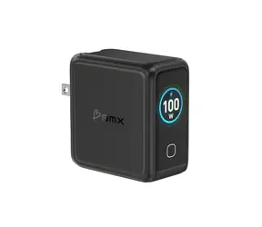 BMX GaNsta 100W čierna / Cestovná nabíjačka / GaN / LCD displej / 3x USB-C / 1x USB-A / PD 100W