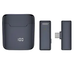 Bezdrôtový mikrofón s nabíjacím puzdrom čierna / Mikrofón / USB-C konektor